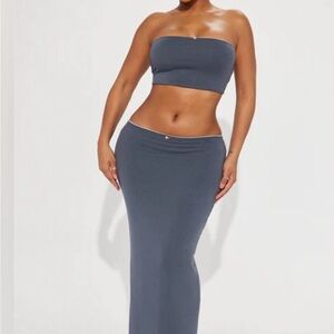 High-Rise Maxi Skirt in Charcoal Gray NWOT Medium